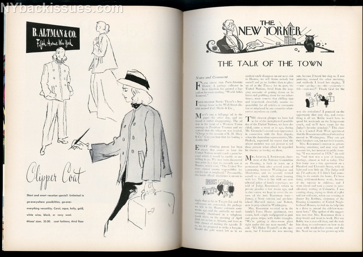 New Yorker magazine May 25 1946 Frank Sullivan Ferenc Molnar John Hersey NM