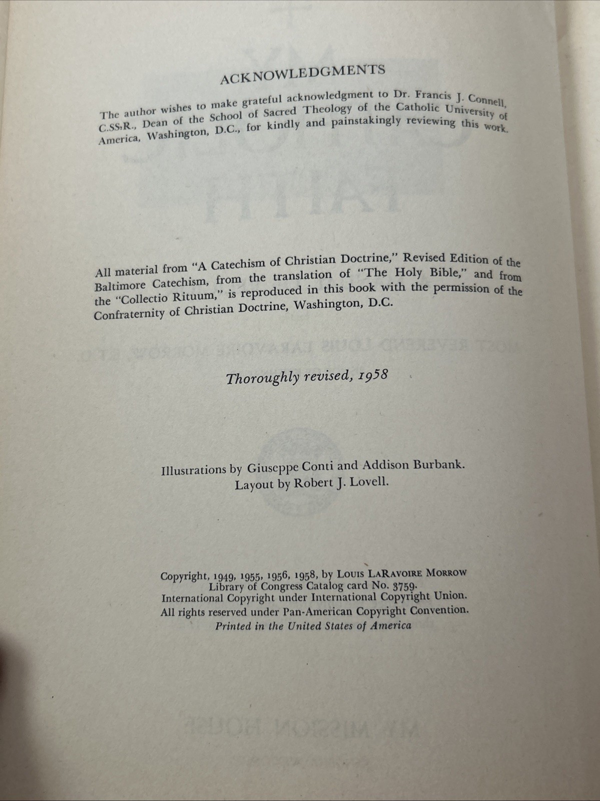 My Catholic Faith by Louis LaRavoire Morrow Bishop of India 1958 Religion Manual